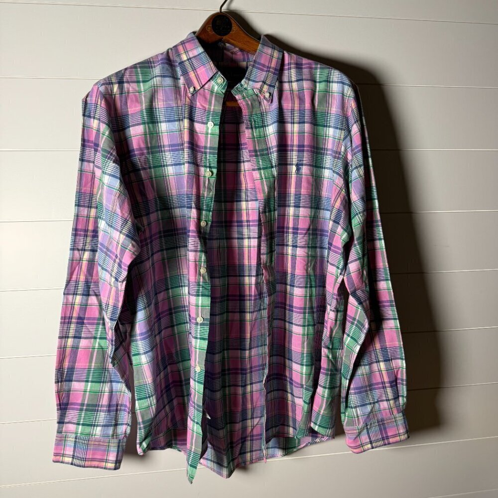 Ralph Lauren Custom Fit Long Sleeve Button Down Shirt Sz XL Pink, Green, Blue...